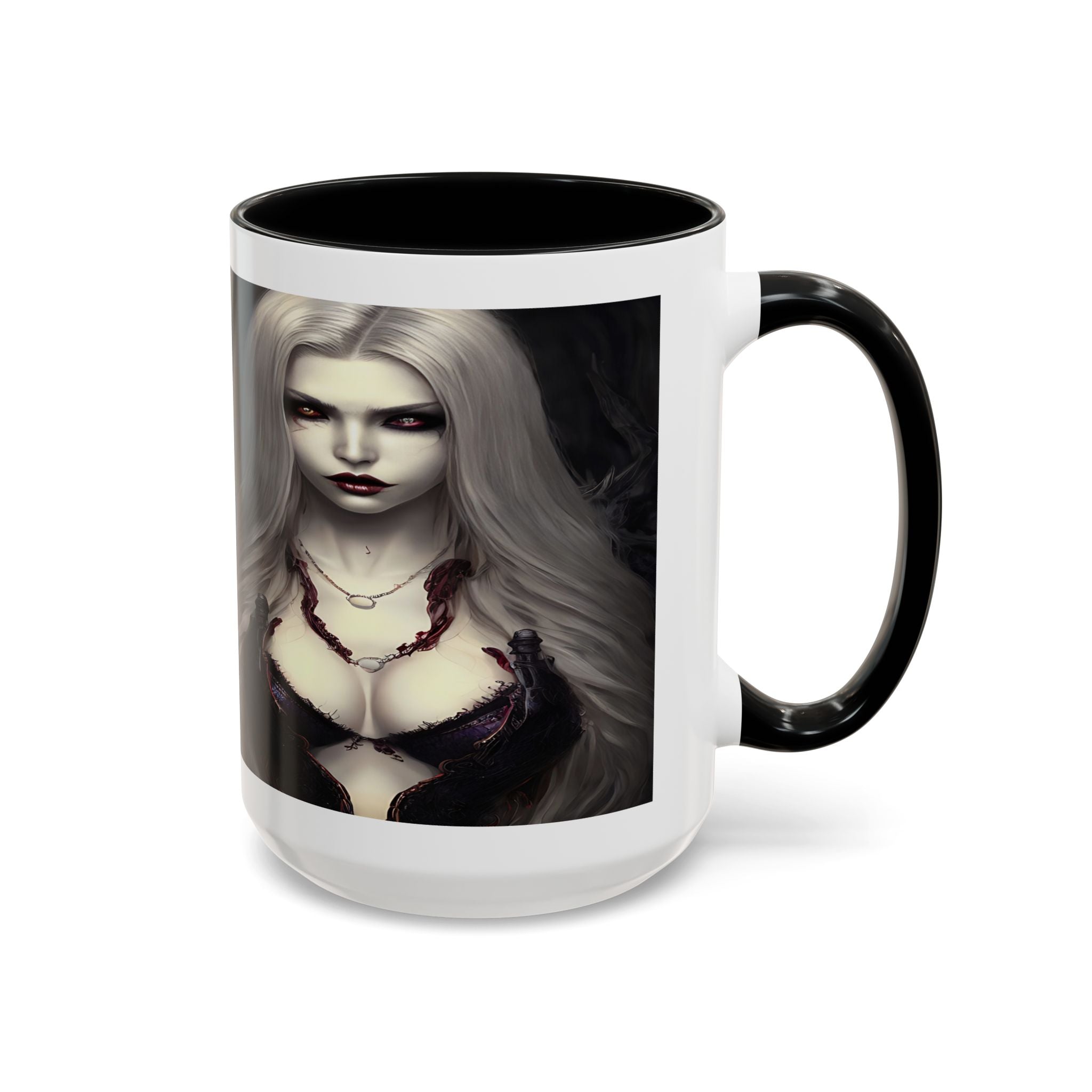 sexy busty woman vampire Gothic Fantasy Coffee Mug - 11oz & 15oz horror art