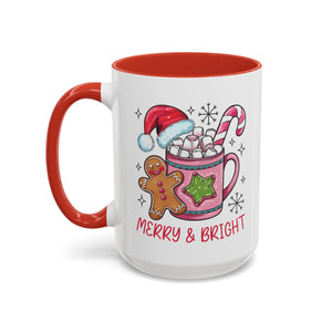 Festive Gingerbread Coffee Mug, Christmas Gift, Holiday Coffee Cup, Merry & Bright Mug, Winter Mug, Hot Chocolate Holder