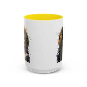 Gothic Art Accent Mug - Artistic Skull & Lady Design, Unique Coffee Cup for Halloween, Gift for Her, Decorative Kitchenware, Dark Aesthetic