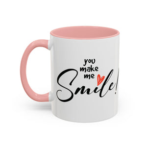 Inspirational Accent Coffee Mug - "You Make Me Smile!" - Perfect Gift for Friends & Family