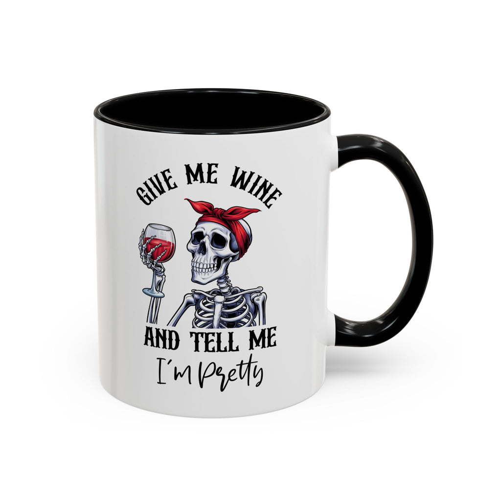 Skeleton Wine Coffee Mug, Funny Gift for Wine Lovers, Halloween Decor, Office Coffee Cup, Unique Skeleton Mug