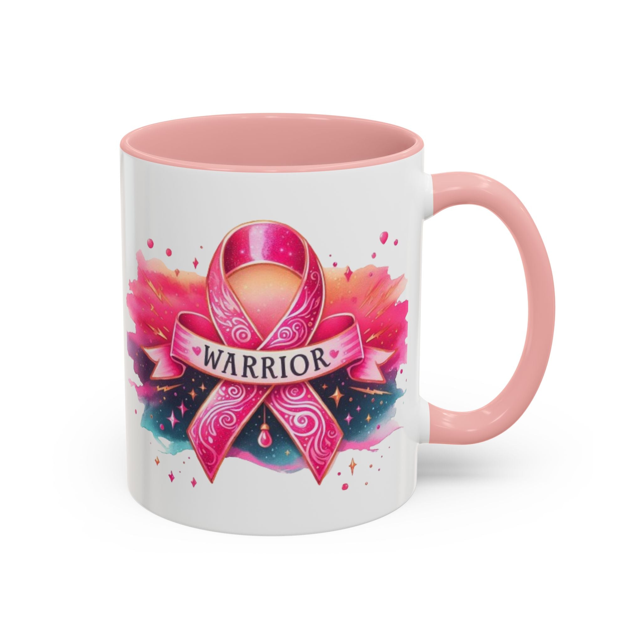Pink Ribbon Warrior Coffee Mug, Support Breast Cancer Awareness Gift, Inspirational Mug, Cancer Survivor Merchandise, 11oz 15oz Mug