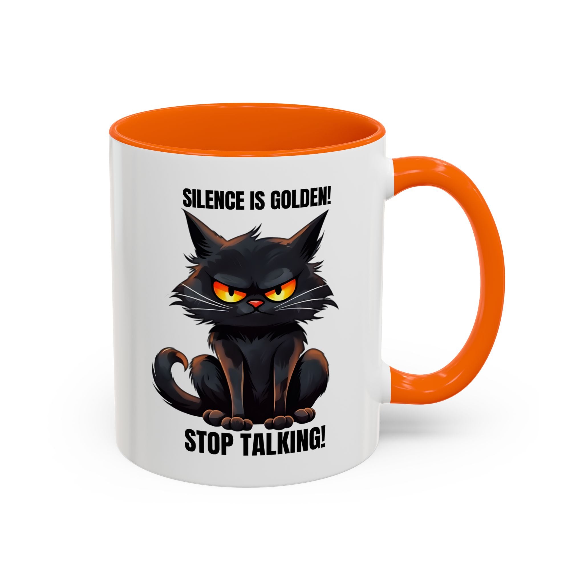 Funny Cat Mug | Silence Is Golden Coffee Cup | Gift for Cat Lovers | Humorous Kitchenware | Ceramic Teacup | Unique Animal Gifts