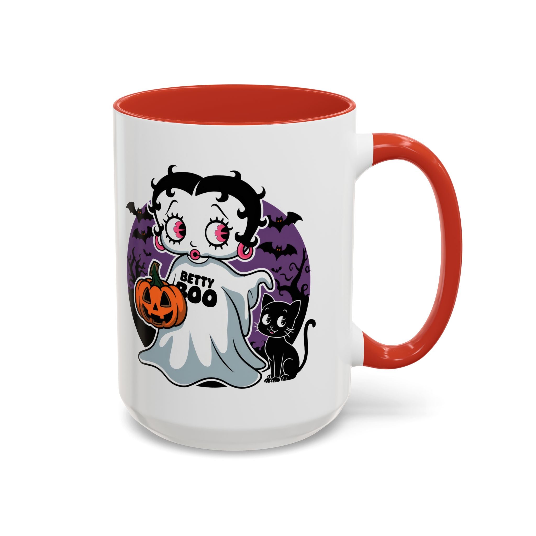 Betty Boo Halloween Ghost Mug — Cute Spooky Pumpkin & Black Cat Accent Coffee Cup