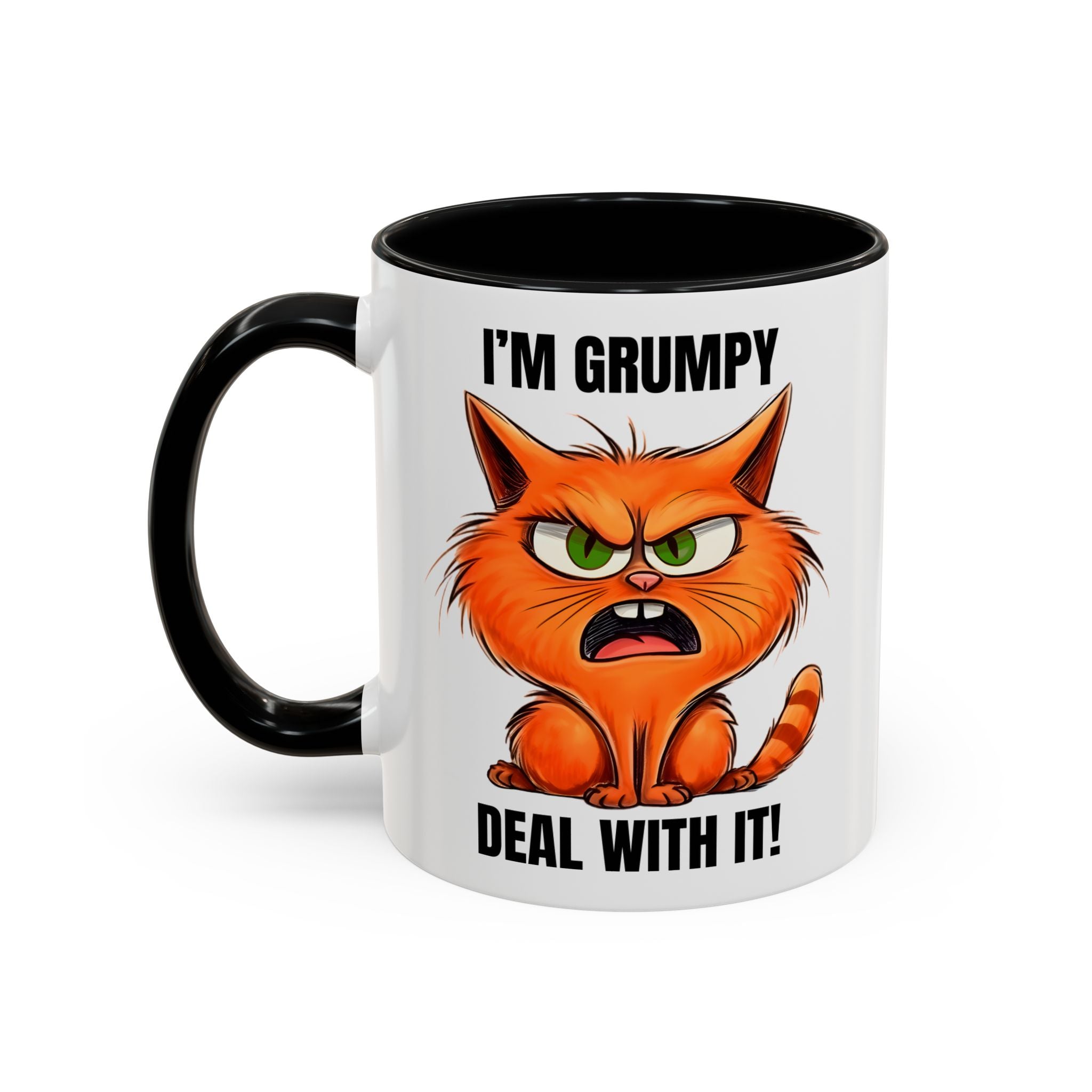I'm Grumpy Cat Accent Coffee Mug – Funny Cat Gift, 'Deal With It' 11/15oz