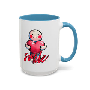 Smiling Heart Accent Coffee Mug - 11oz & 15oz | Cute Gift for Friends & Family