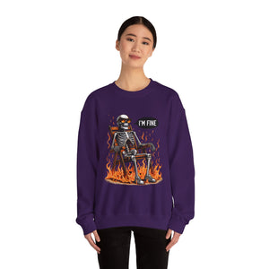 Chill Vibes Skeleton Sweatshirt, Unisex Crewneck, Perfect for Halloween, Casual Wear, Gift for Friends, Cozy Lounge Wear