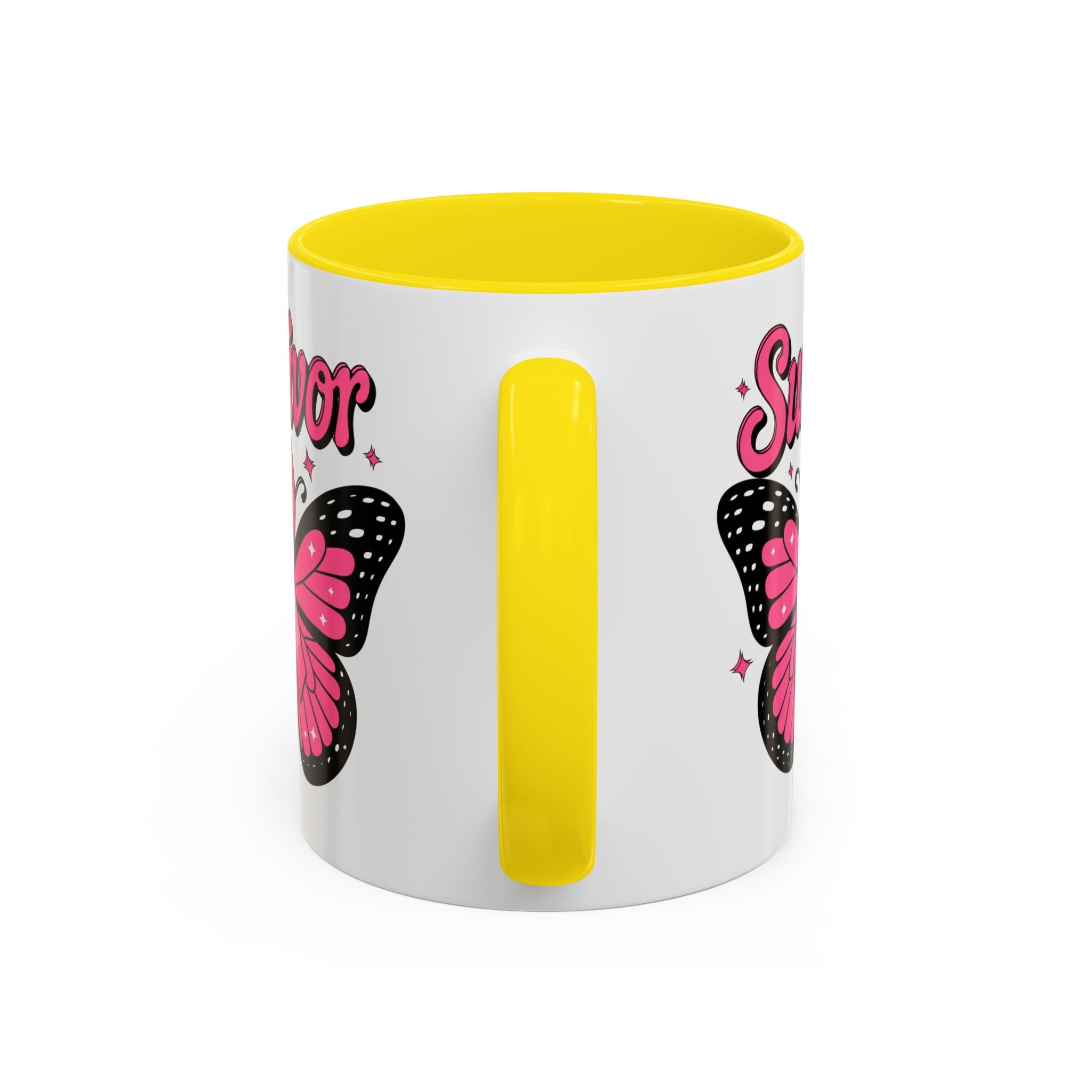 Survivor Butterfly Coffee Mug, Inspirational Gift, Pink Ribbon Mug, Breast Cancer Awareness, Empowerment Cup, Motivational Drinkware