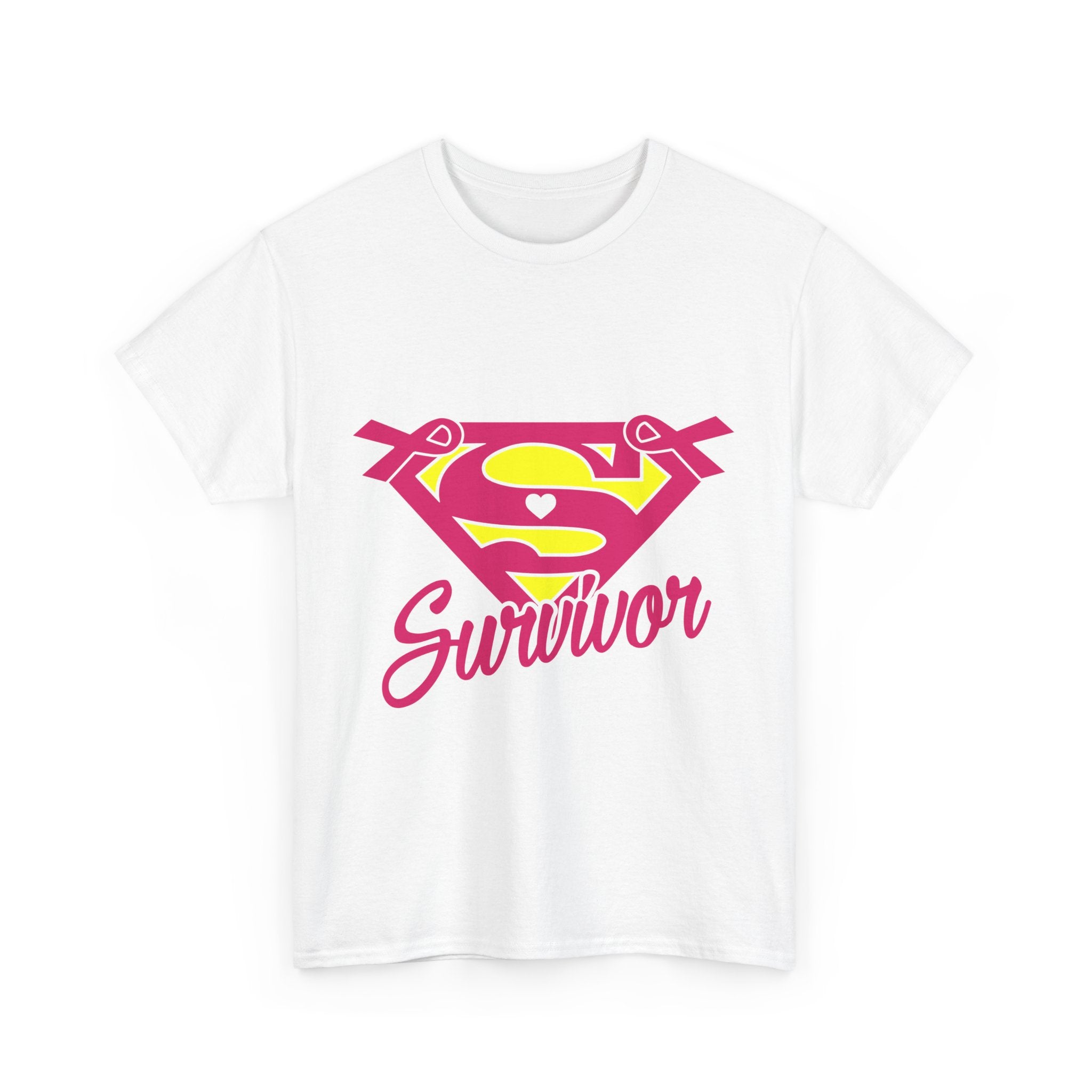 Super Survivor Unisex Heavy Cotton Tee, Support Cancer Awareness Shirt, Inspirational T-Shirt, Gift for Survivors, Motivational Apparel