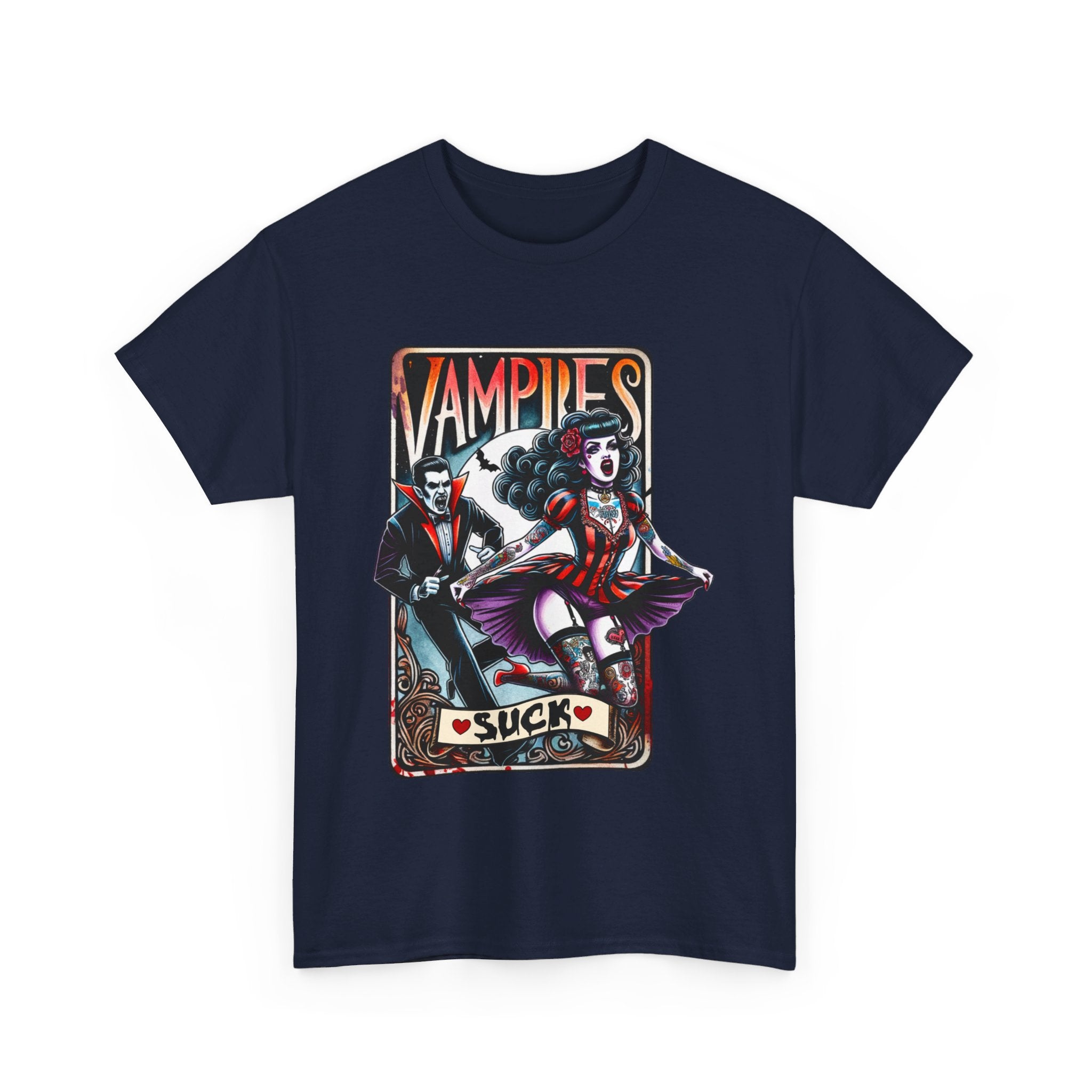 vampires suck horror art Unisex Heavy Cotton Tee men women