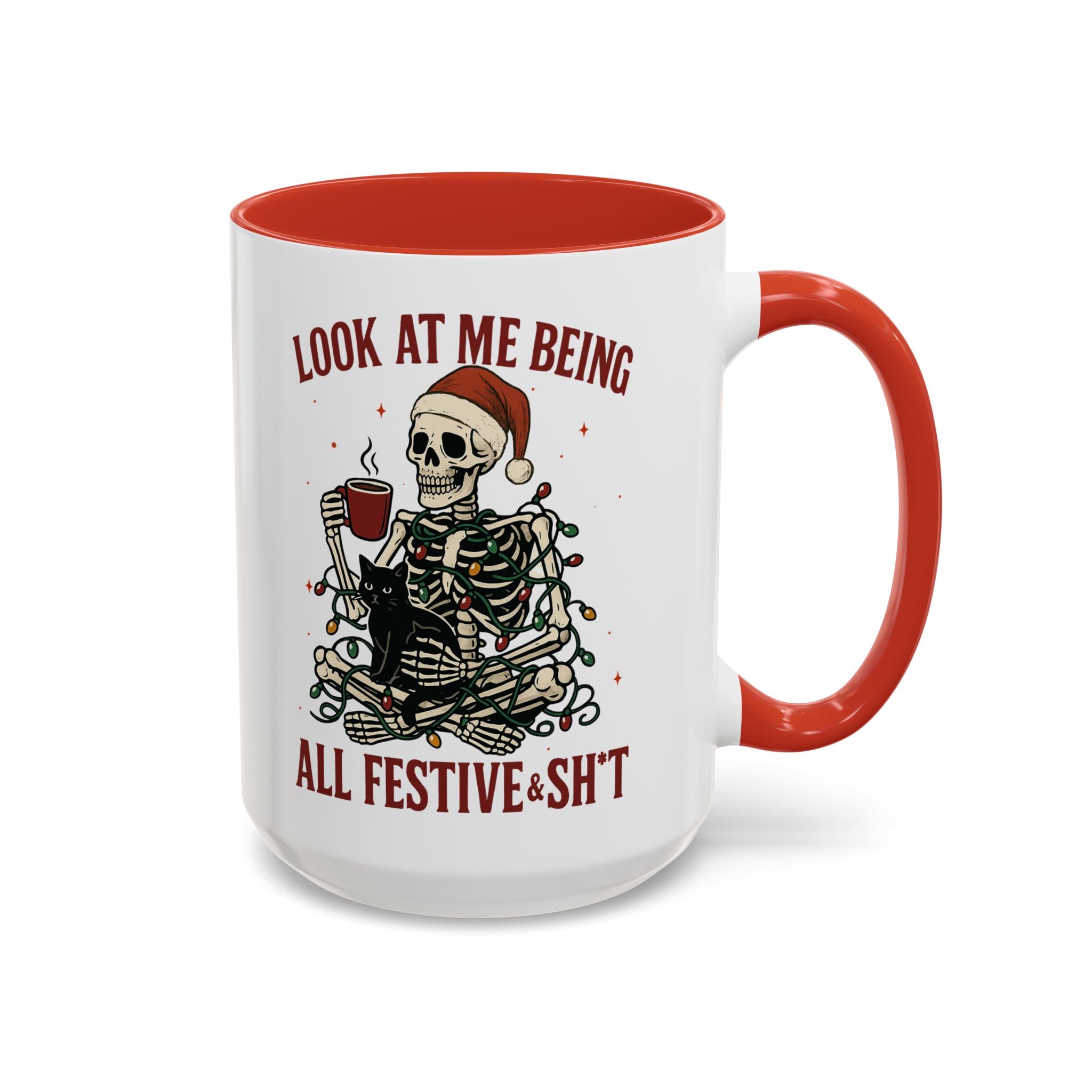 Festive Skeleton Christmas cheer winter Coffee Mug funny adult humor cup