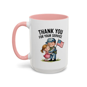Thank You for Your Service Coffee Mug - 11oz & 15oz Accent Mugs for Veterans Appreciation