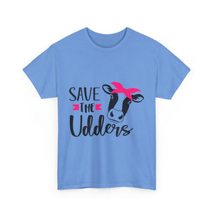 cancer awareness Save the Udders Unisex Heavy Cotton Tee, Fun Cow Tee,  Animal Lover Gift, Casual Tee, Eco-Friendly Apparel