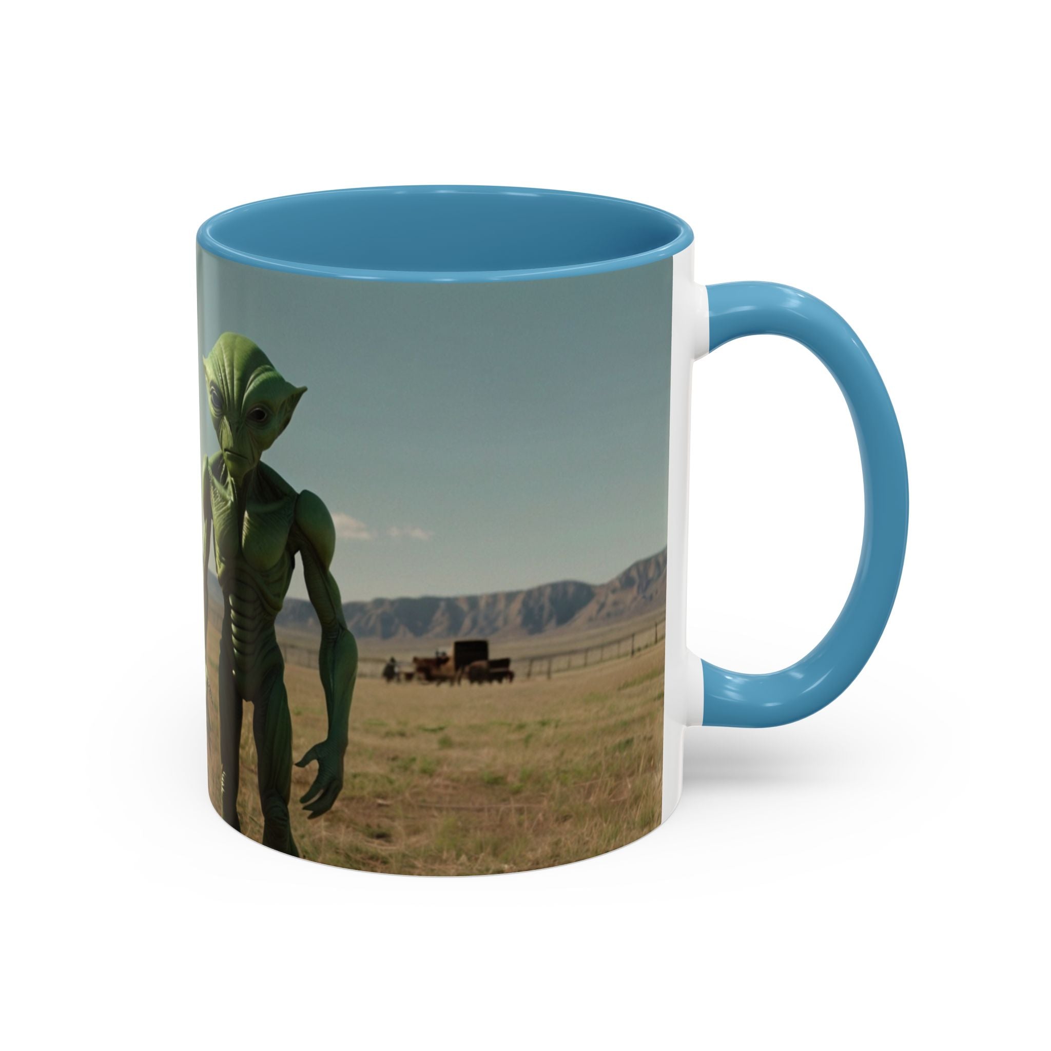 Alien Encounter Accent Coffee Mug – Sci‑Fi UFO Extraterrestrial Design (11/15oz)