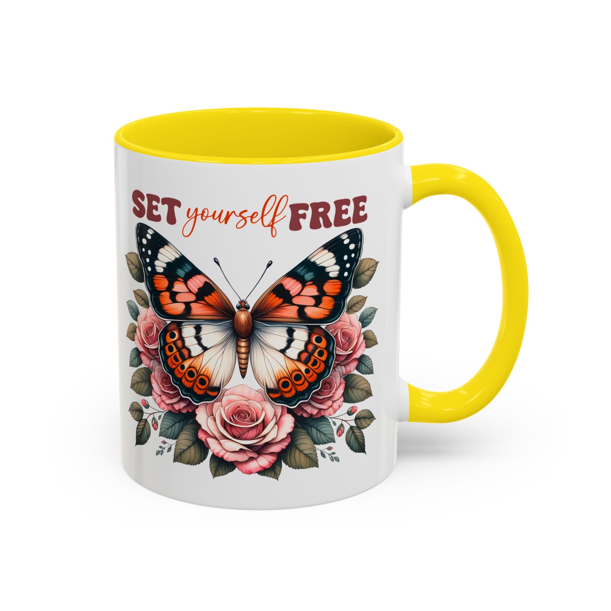 Butterfly Inspiring Coffee Mug - Set Yourself Free positive vibe mental health freedom