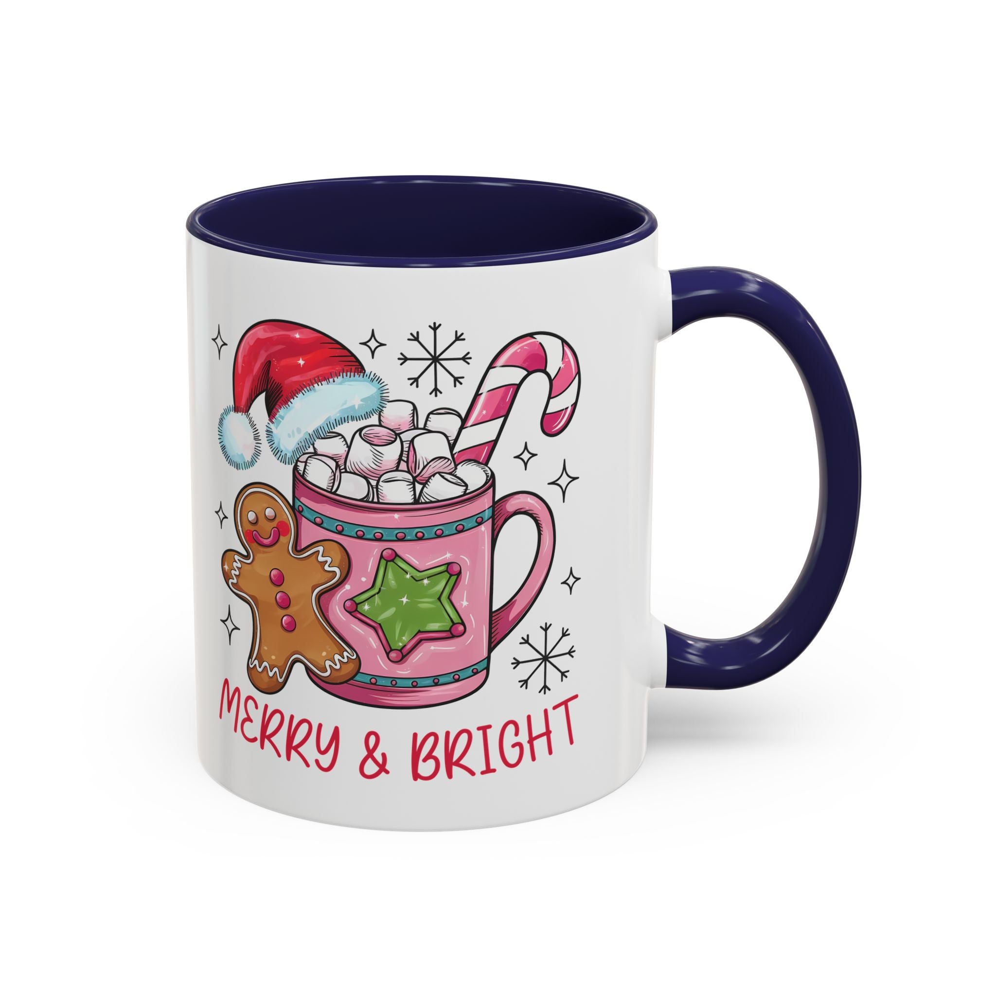 Festive Gingerbread Coffee Mug, Christmas Gift, Holiday Coffee Cup, Merry & Bright Mug, Winter Mug, Hot Chocolate Holder