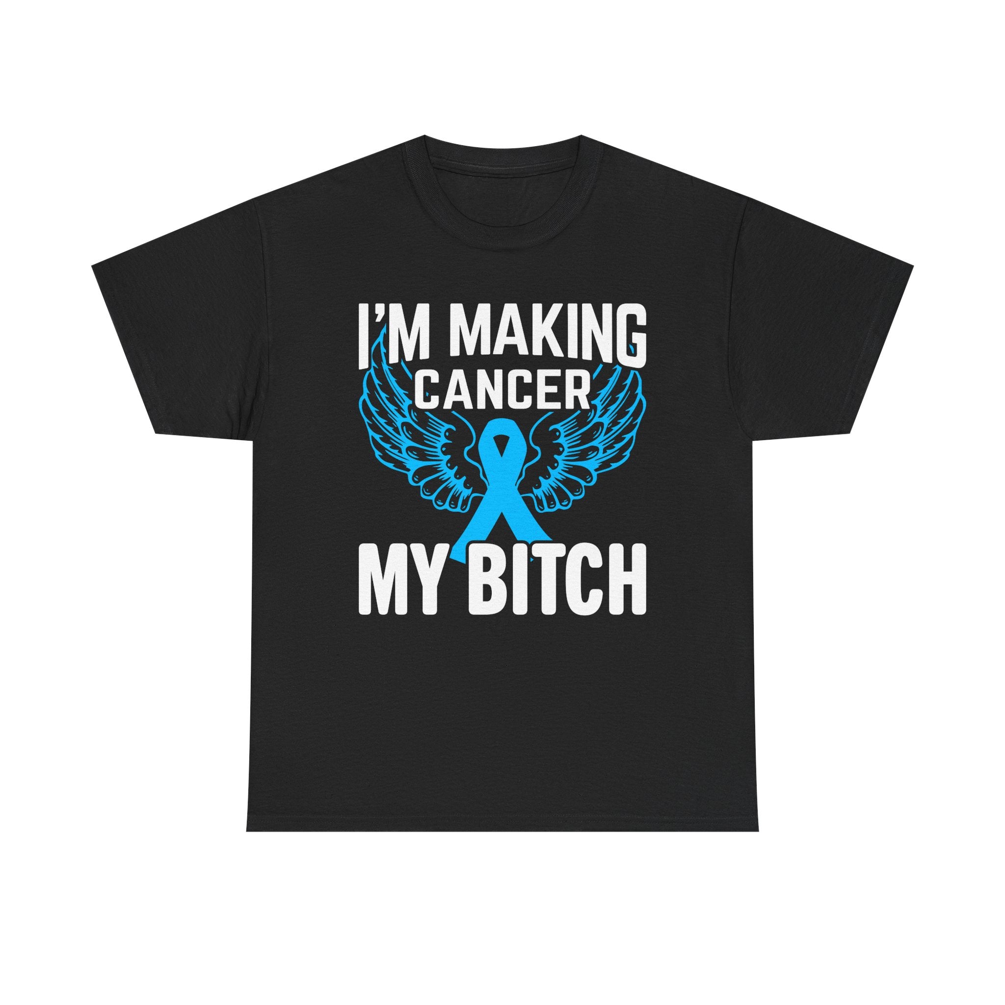 Angel Wings cancer Awareness Tee, Unisex Cotton Shirt for Support, Gift for Advocates, Fundraising Event Wear, Blue Ribbon Merchandise