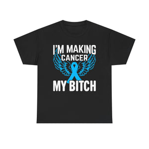 Angel Wings cancer Awareness Tee, Unisex Cotton Shirt for Support, Gift for Advocates, Fundraising Event Wear, Blue Ribbon Merchandise