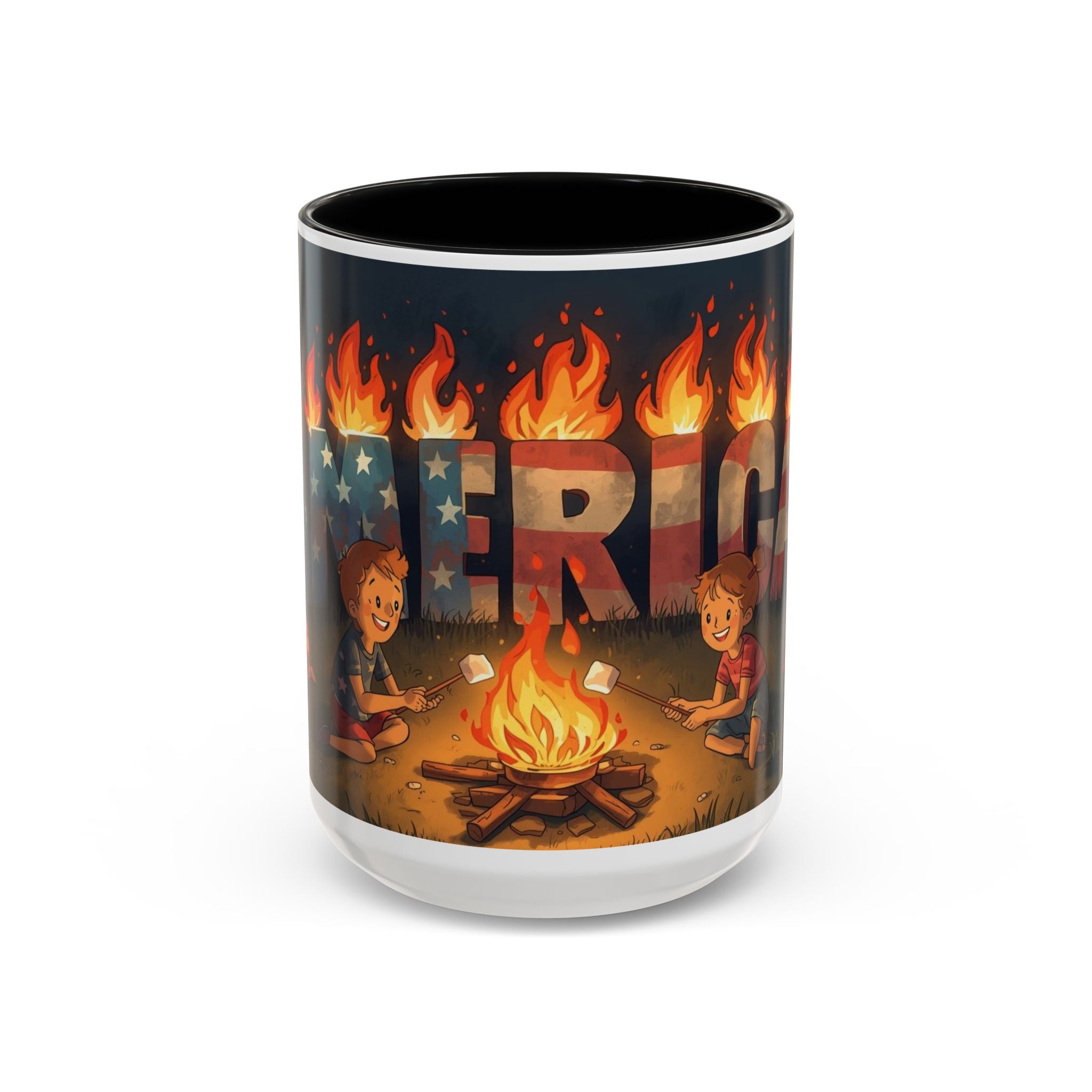 Patriotic Camping Coffee Mug - Fun America Design, Perfect for , Campfire Gatherings, Super for Gifts