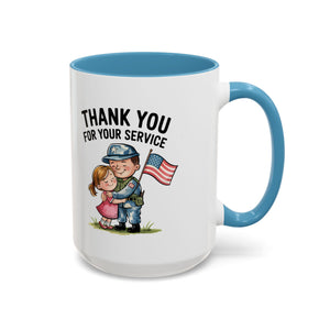 Thank You for Your Service Coffee Mug - 11oz & 15oz Accent Mugs for Veterans Appreciation