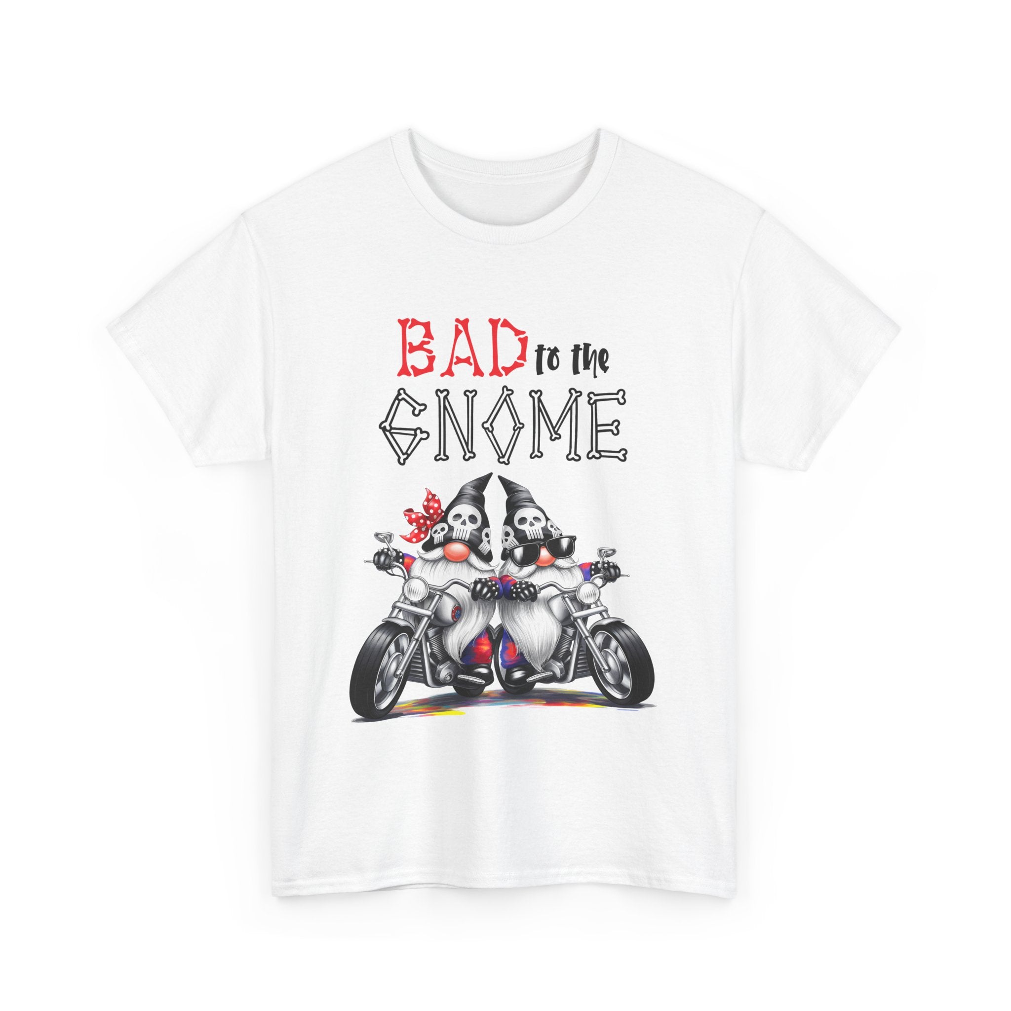 Bad to the Gnome Unisex Heavy Cotton Tee - Fun and Whimsical Biker Shirt
