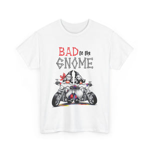 Bad to the Gnome Unisex Heavy Cotton Tee - Fun and Whimsical Biker Shirt
