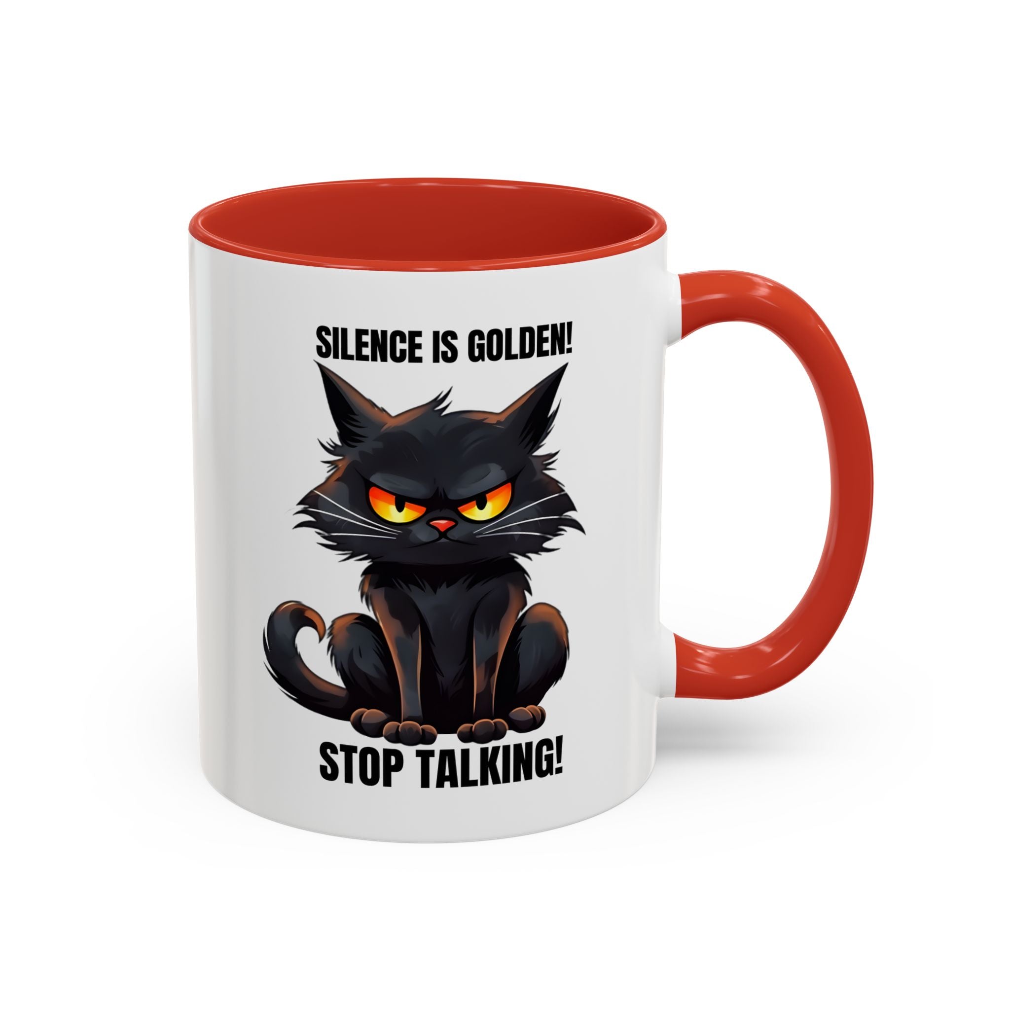 Funny Cat Mug | Silence Is Golden Coffee Cup | Gift for Cat Lovers | Humorous Kitchenware | Ceramic Teacup | Unique Animal Gifts