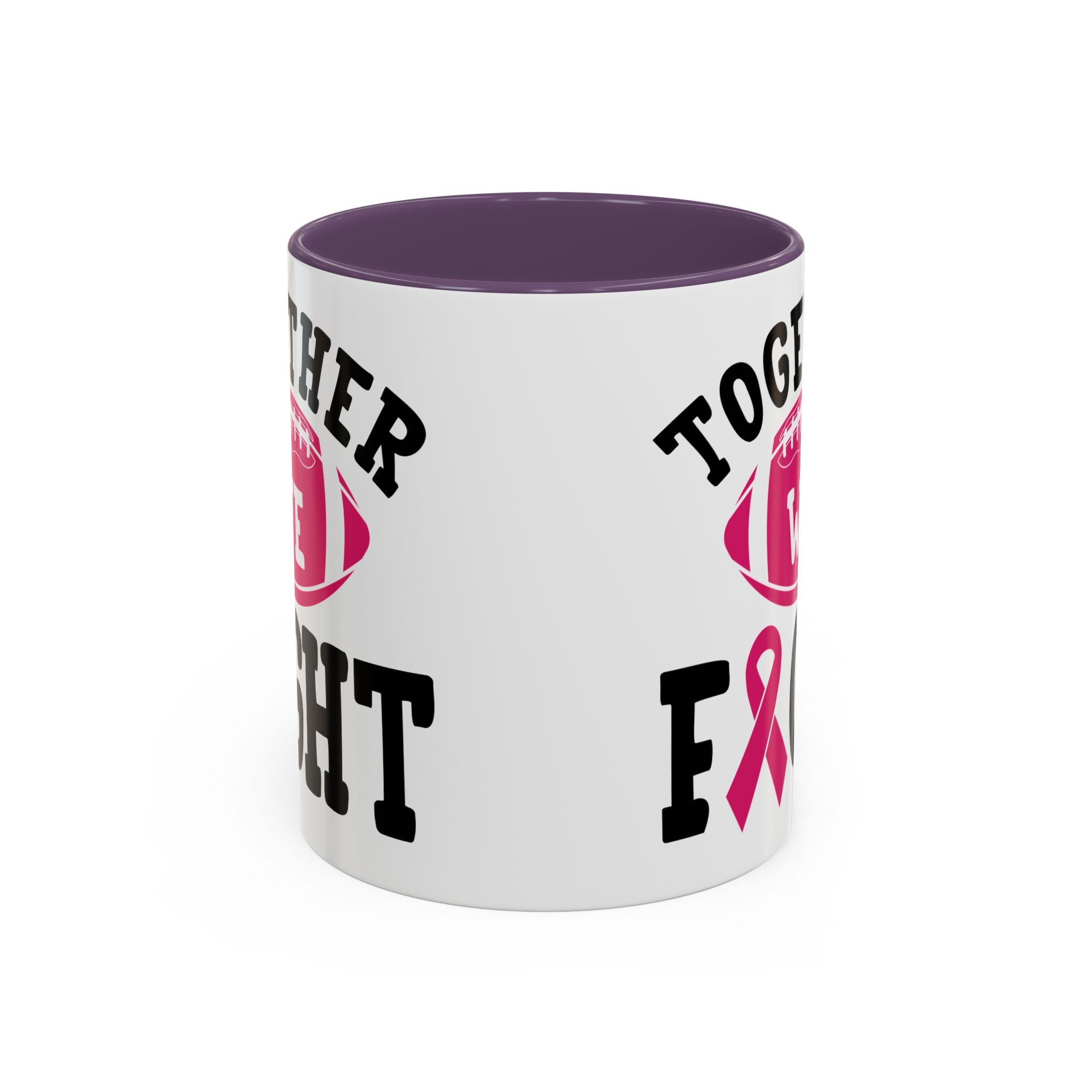 Together We Fight Pink Ribbon Coffee Mug, Support Breast Cancer Awareness, Gift for Survivors, Football Lovers, Empowerment