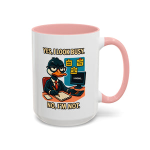 Busy Duck Coffee Mug, Humorous Office Mug, Cute Animal Mug Gift, Quirky Work Mug, Funny Gift for Coworkers