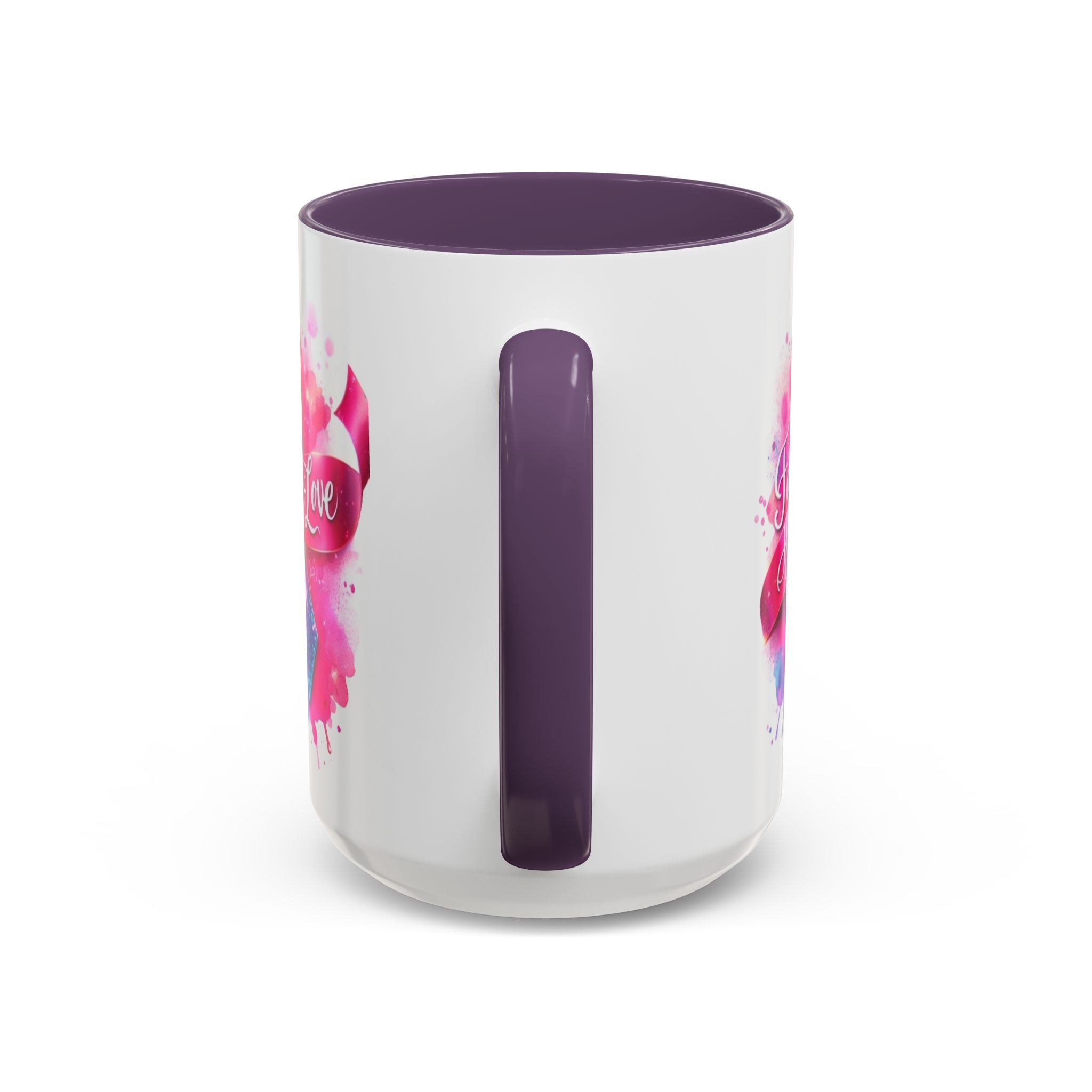Inspirational Ribbon Coffee Mug - Faith, Hope, Love, Support, Gift for Cancer Awareness, Breast Cancer, Encouragement, Motivational