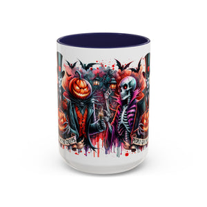 Halloween-themed Accent Coffee Mug, Spooky Skull Mug, Pumpkin Art Cup, Unique Gift for Halloween Lovers, October Decor