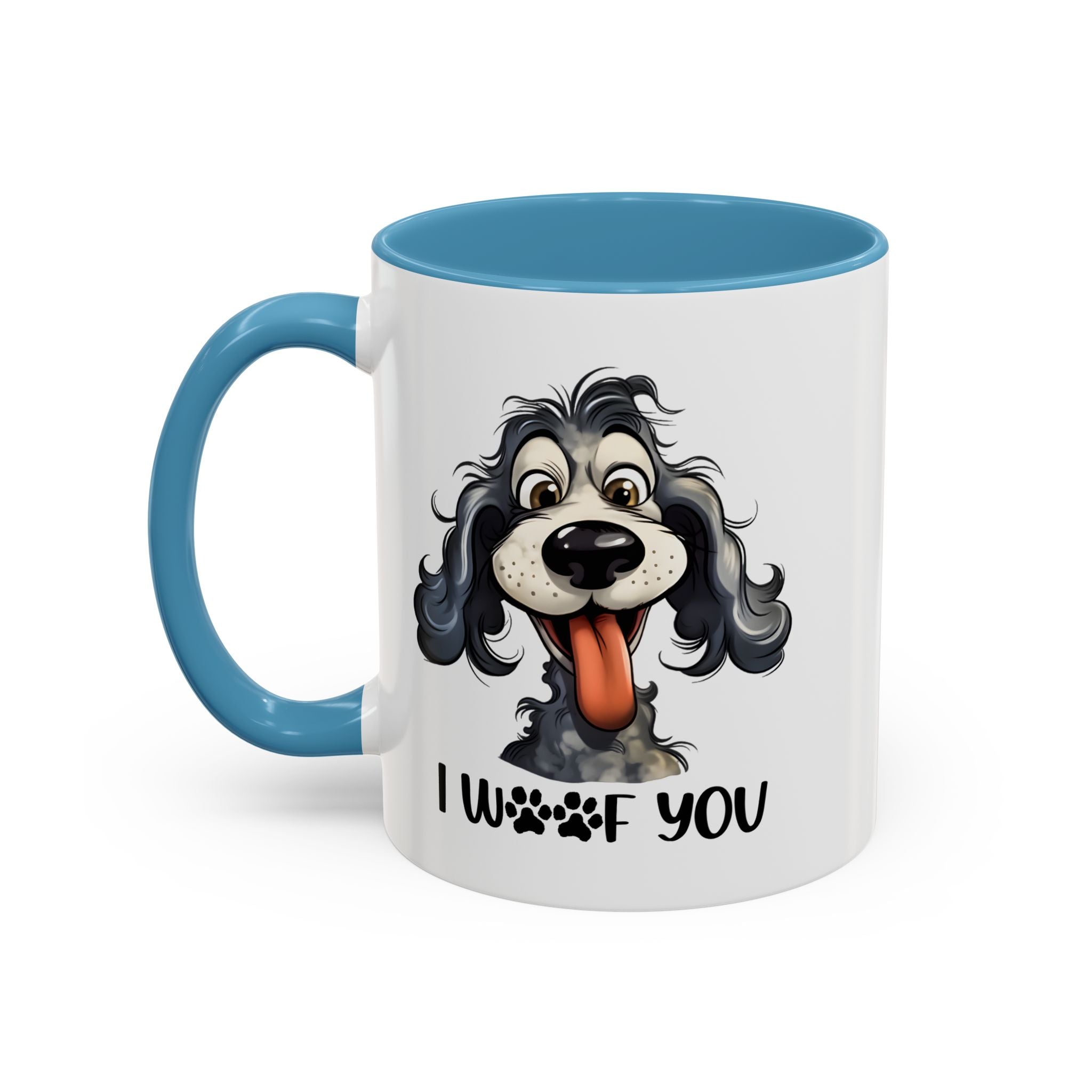 Dog Lover's Accent Coffee Mug - I Woof You, Pet Gift, Animal Lover Cup, Dog Mom Mug, Cute Dog Design, Fun Coffee Cup