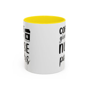 Nurse Coffee Mug, Funny Gift for Nurses, Coffee Lover's Mug, Black Accent Tea Cup, Motivational Nurse Gift