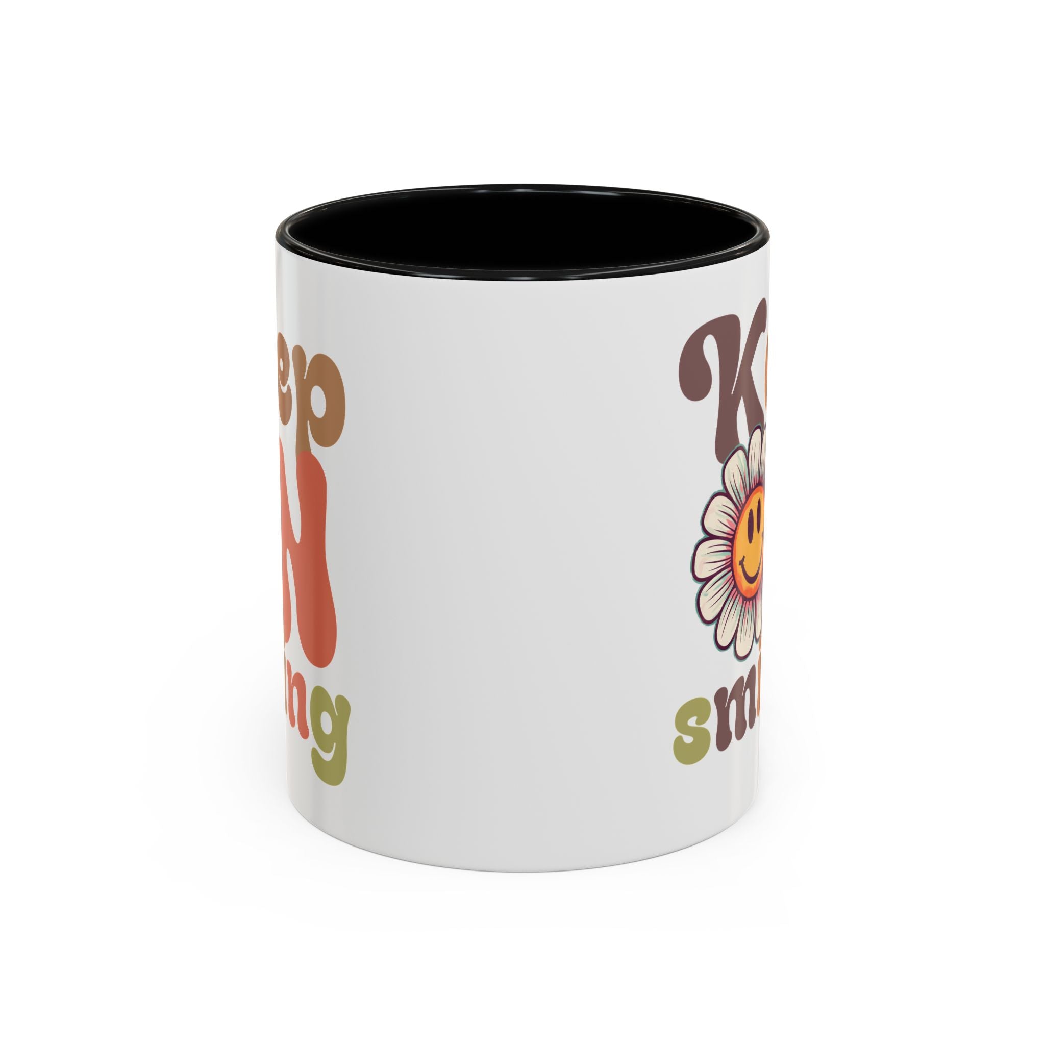 Keep Smiling Floral Coffee Mug - Cheerful 11 & 15oz Accent Mug for Daily Motivation