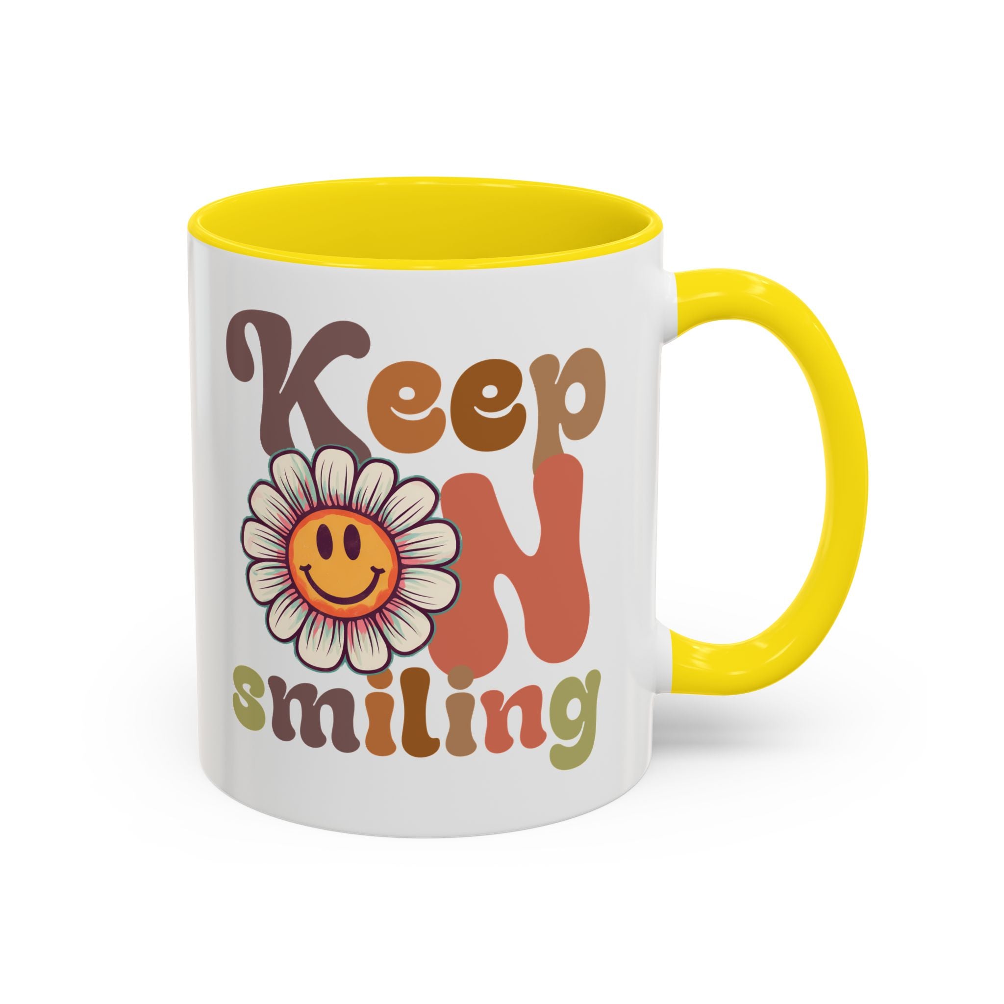 Keep Smiling Floral Coffee Mug - Cheerful 11 & 15oz Accent Mug for Daily Motivation