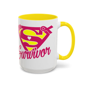 Survivor Mug 11oz & 15oz | Cancer Awareness, Motivational Gift, Empowerment, Superhero Theme, Unique Coffee Cup