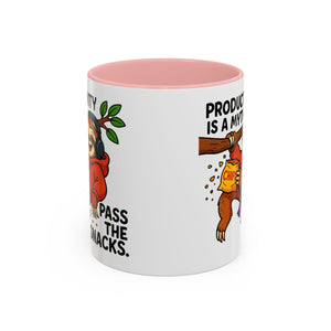 Funny Sloth Coffee Mug, Humor Mug Gift, Productivity Myth Mug, Cute Sloth Cup, Quirky Office Mug