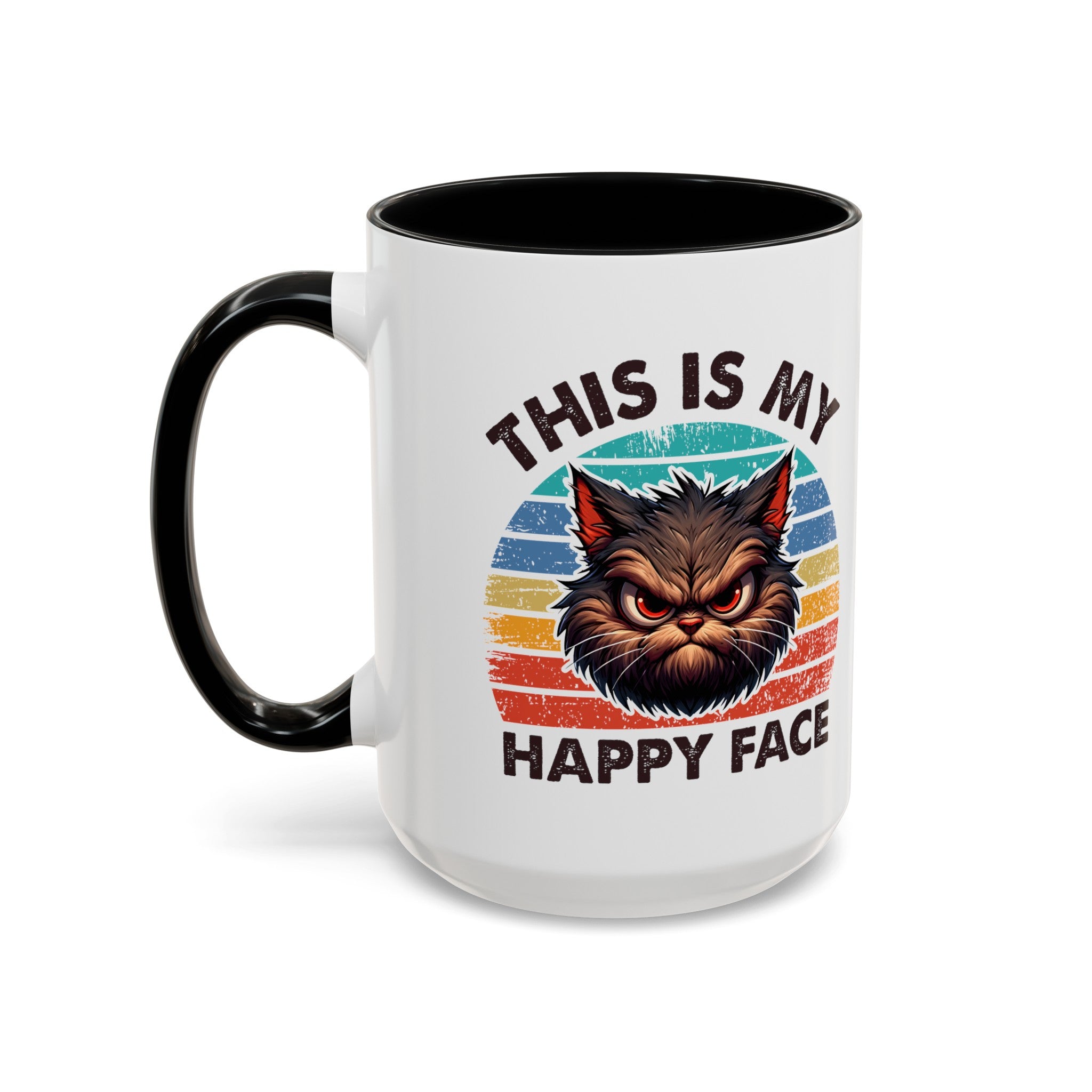 grumpy cat this is my happy face Accent Coffee Mug (11, 15oz) by the x m world