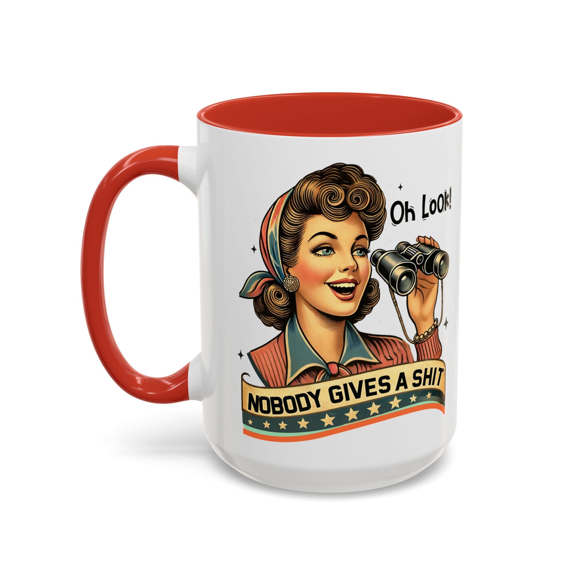 Nobody Gives a Shit Retro Coffee Mug — Funny Vintage Pin-Up Accent Mug (11/15oz)