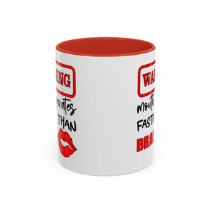 Funny Warning Coffee Mug - 'Mouth Operates Faster Than Brain' - Perfect for Coffee Lovers