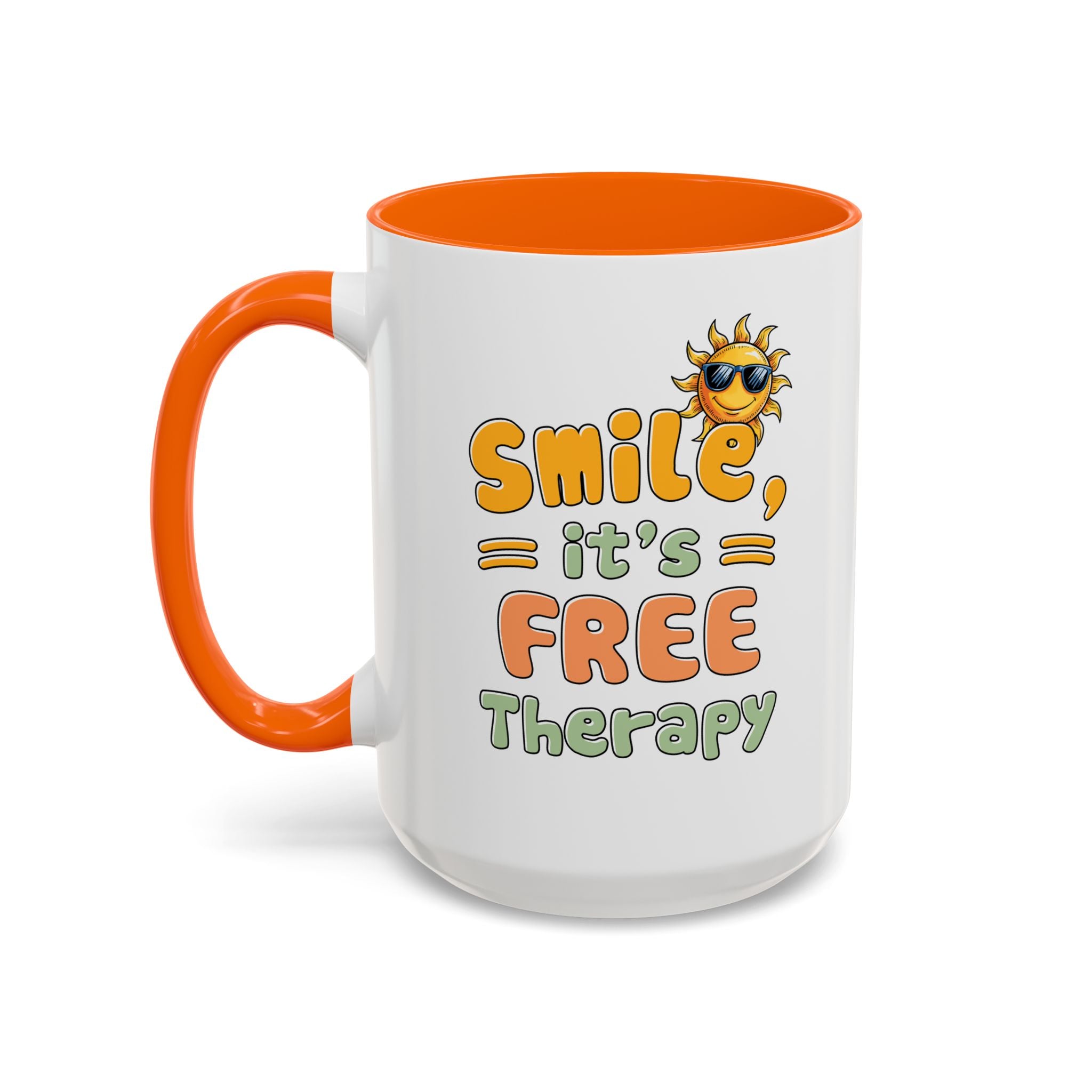 Smile It's Free Therapy Coffee Mug - Fun & Cheerful Accent Mugs for Brightening Your Day