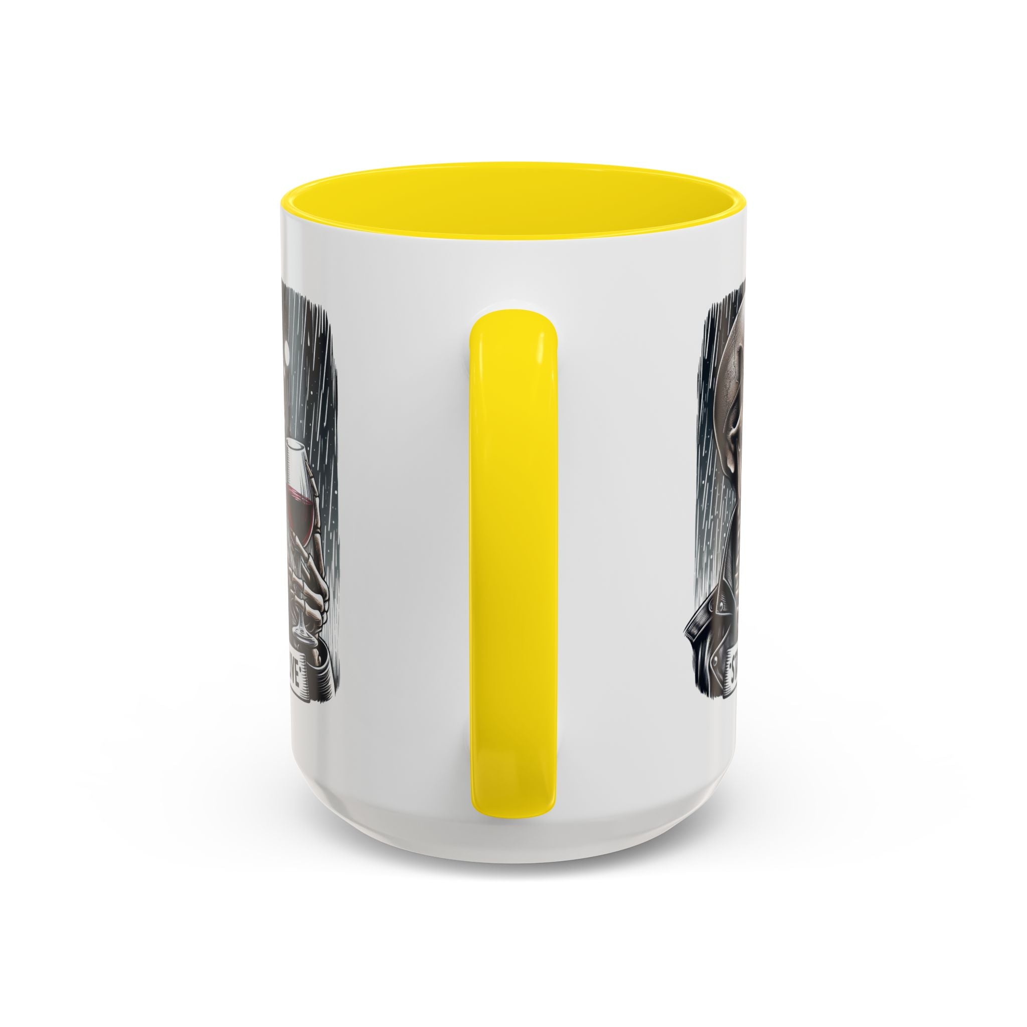 Stylish Skull Coffee Mug, Gothic Drinkware, Staying Alive Gift for Halloween, Funny Office Mug, Alternative Drinkware