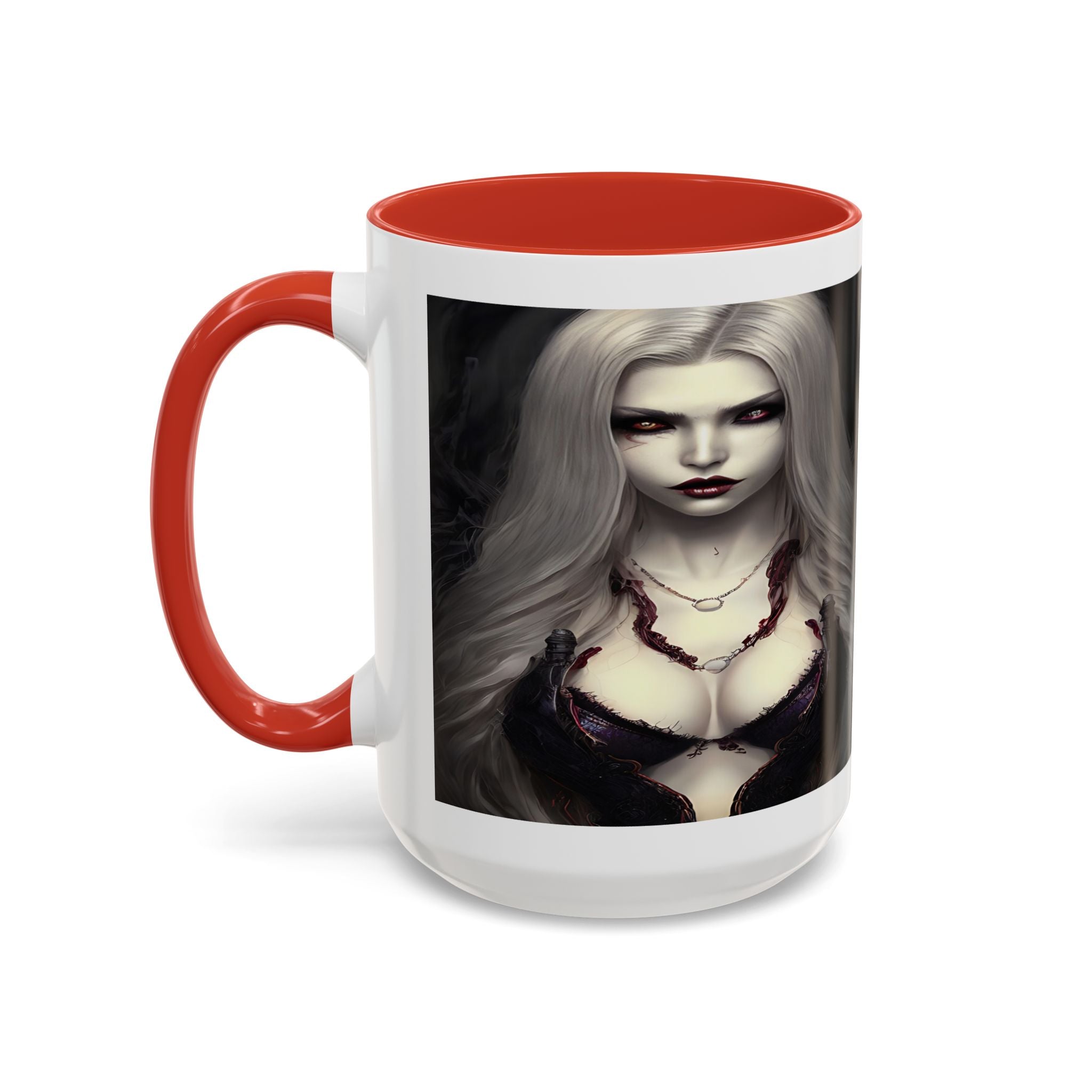 sexy busty woman vampire Gothic Fantasy Coffee Mug - 11oz & 15oz horror art
