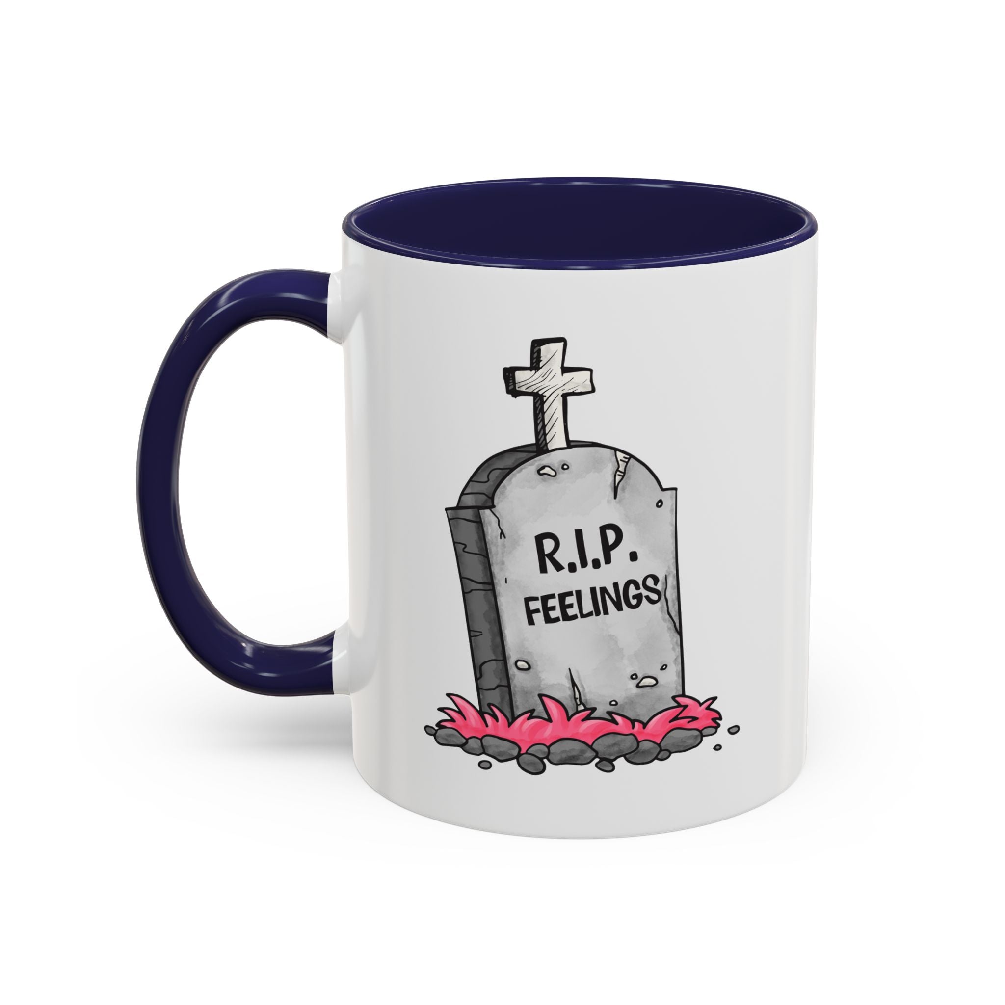 Coffee Mug — RIP Feelings Tombstone Accent Mug anti valentine