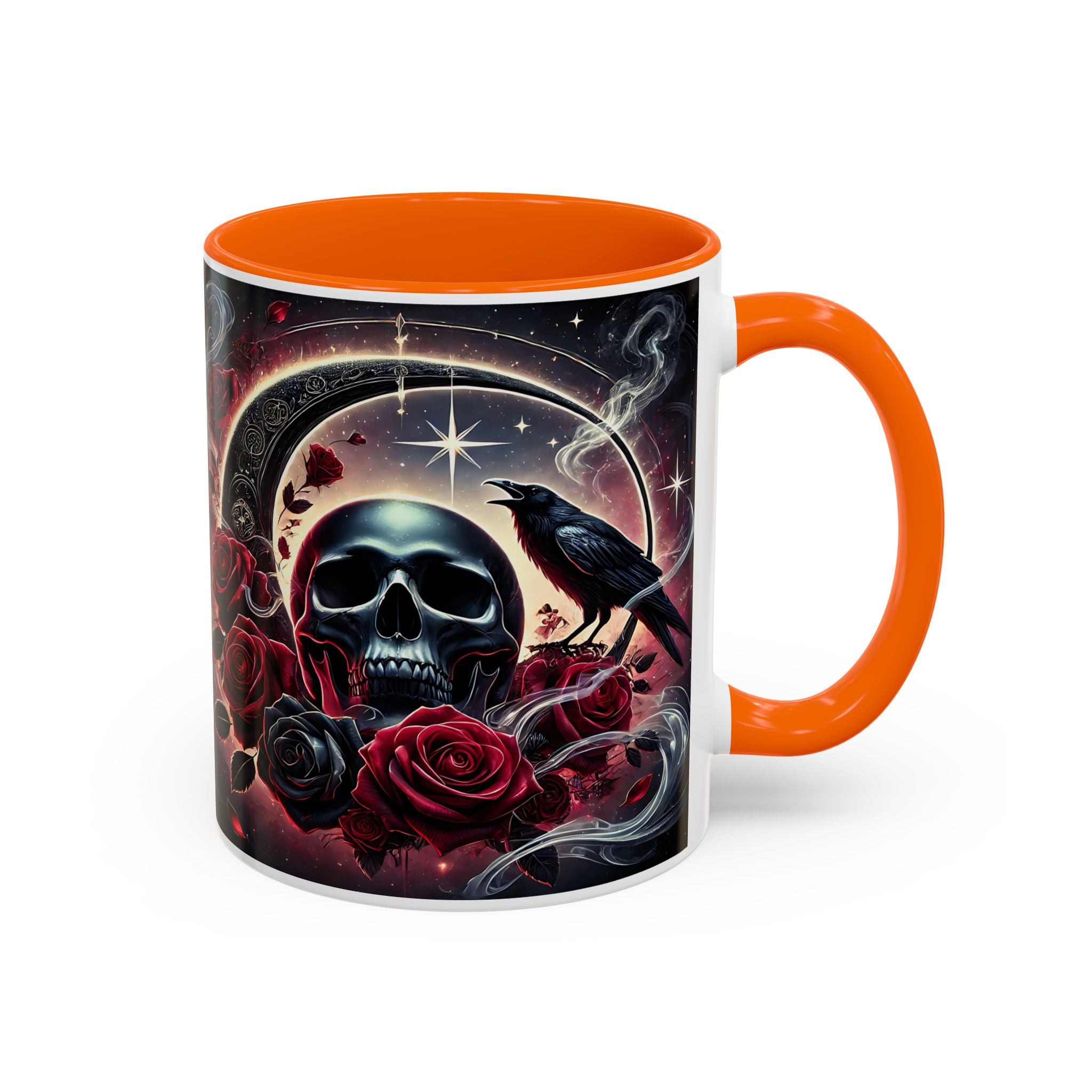 Skull & Raven Accent Coffee Mug — Gothic Roses 11/15oz