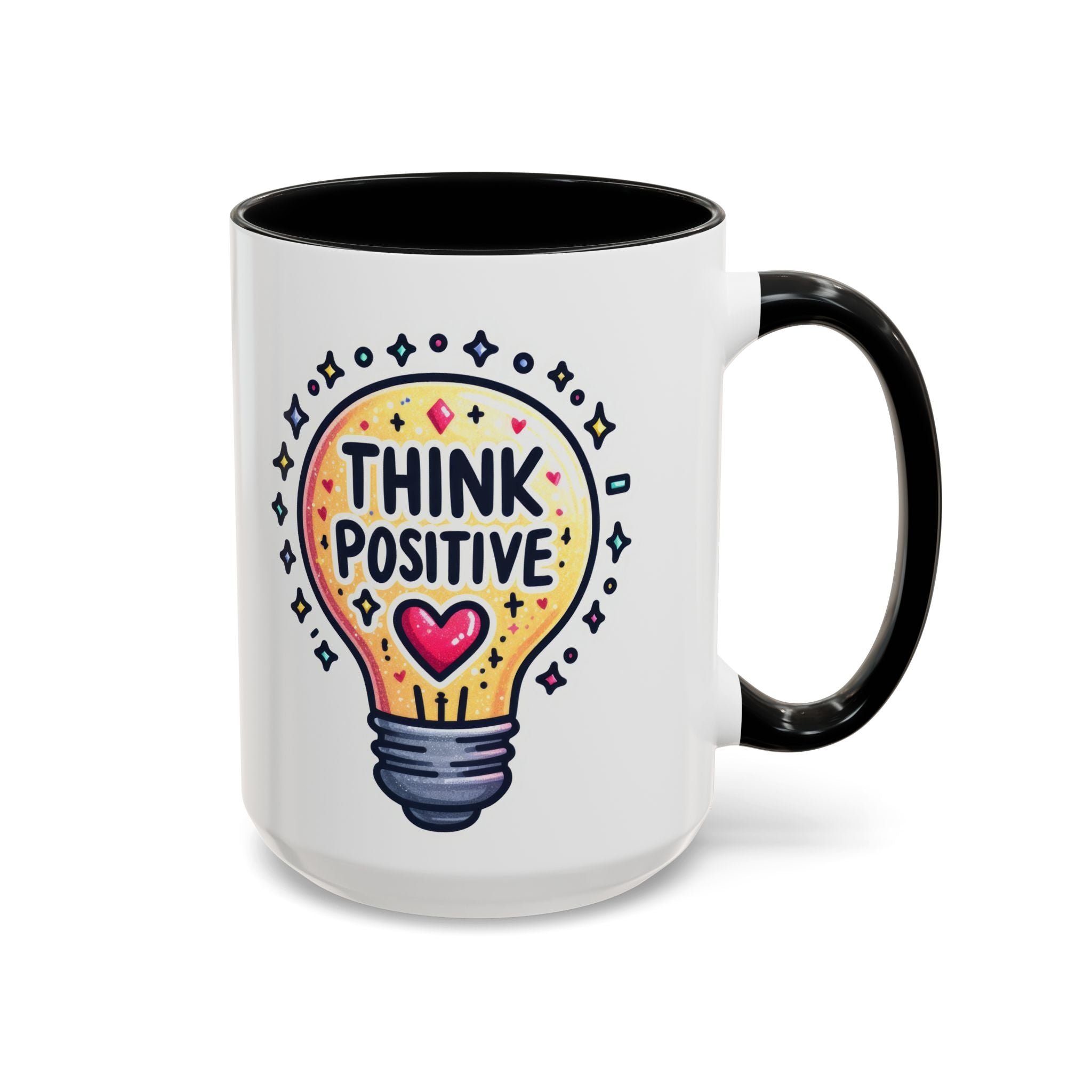Think Positive Lightbulb Coffee Mug — Motivational Accent Mug (11/15 oz)