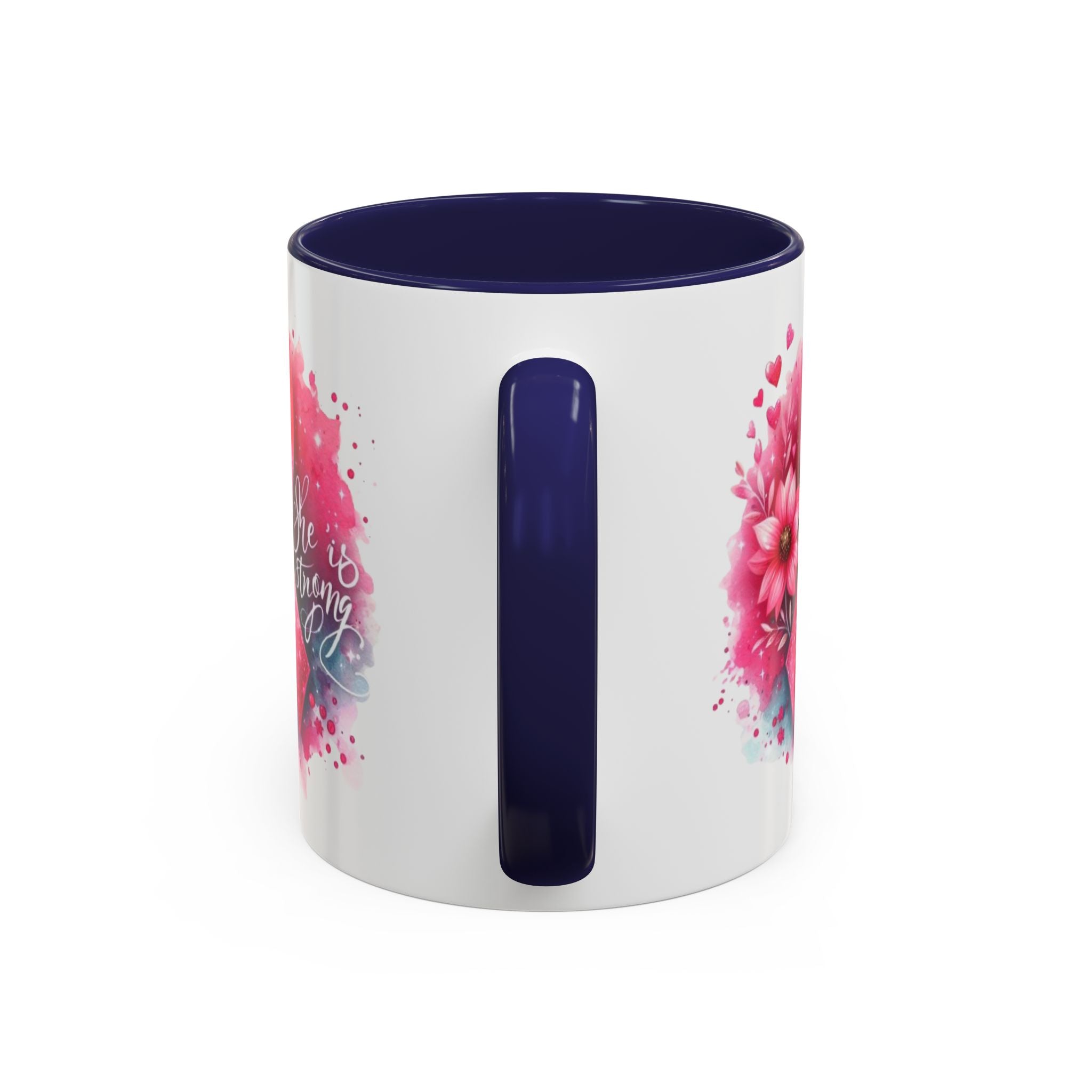 Breast Cancer Awareness Coffee Mug - Inspirational Gift, Motivational Drinkware, Supportive Cup, Pink Ribbon Design, She Is Strong