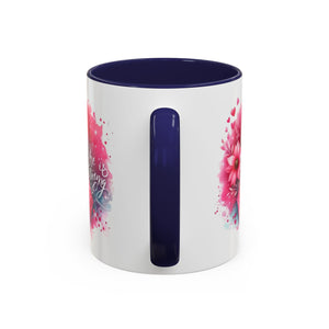 Breast Cancer Awareness Coffee Mug - Inspirational Gift, Motivational Drinkware, Supportive Cup, Pink Ribbon Design, She Is Strong