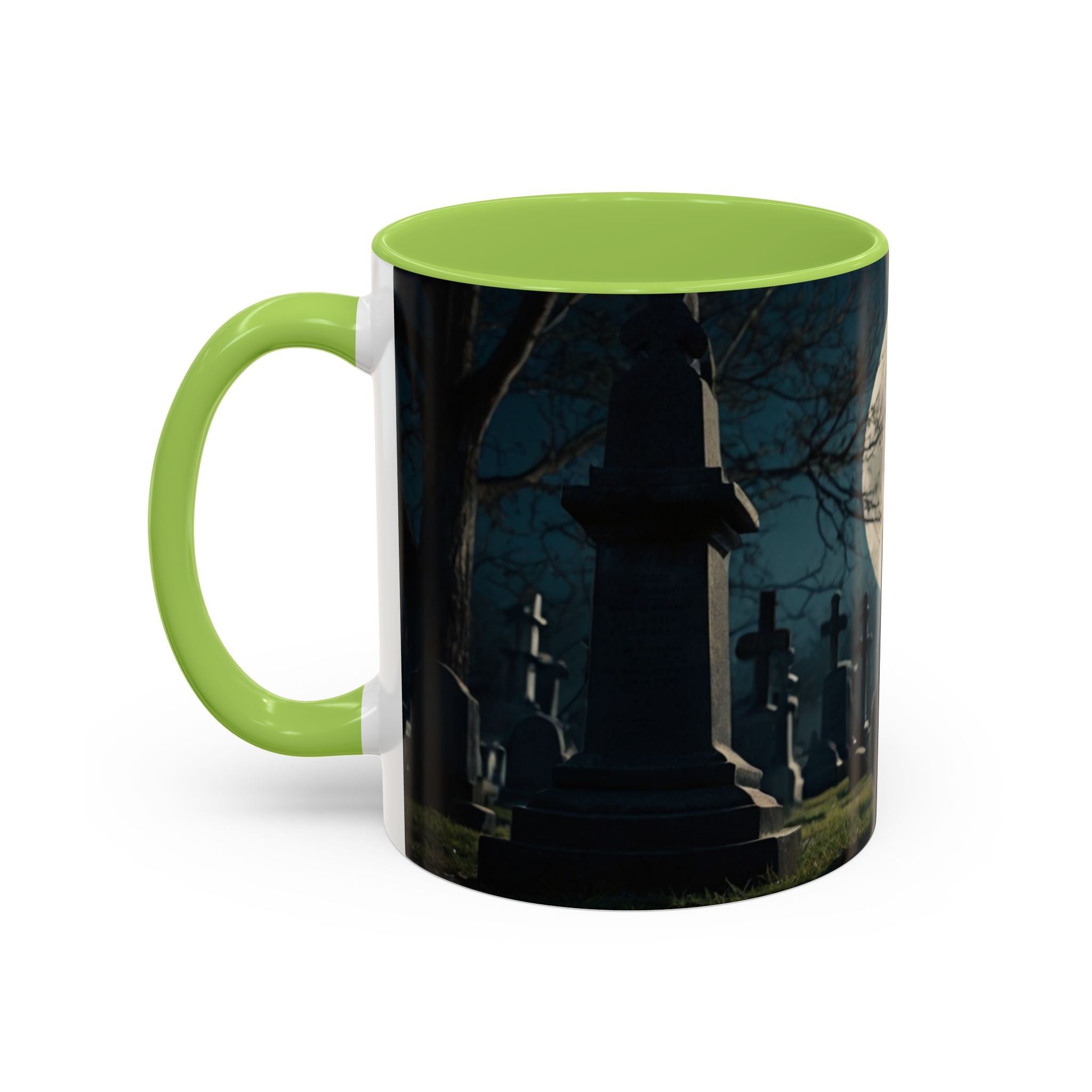 Mystical Black Cat Coffee Mug - 11oz & 15oz halloween graveyard full moon