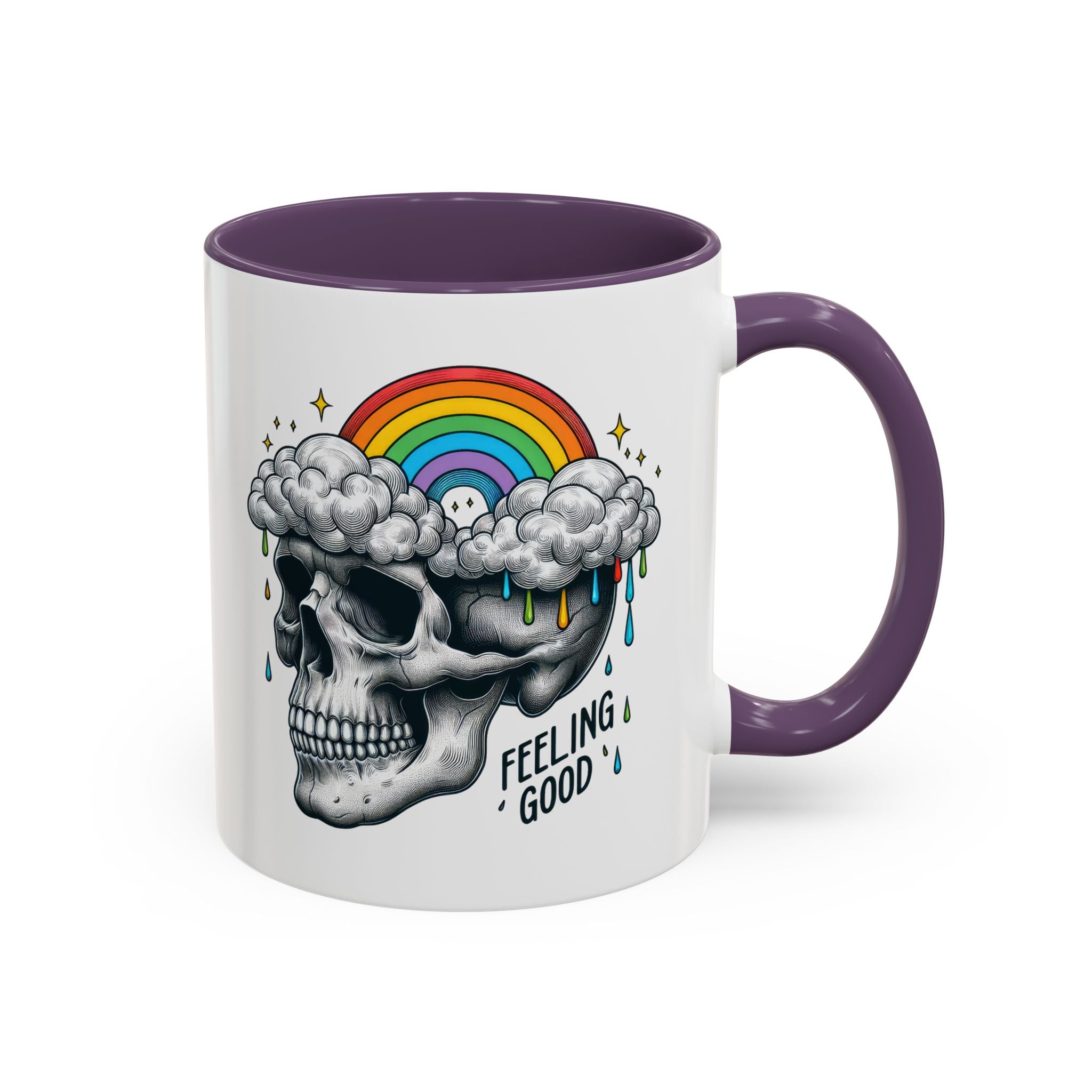 Skull Rainbow Coffee Mug, Unique Gift for Coffee Lovers, Halloween Decor, Daily Motivation Mug, Fun Skull Design